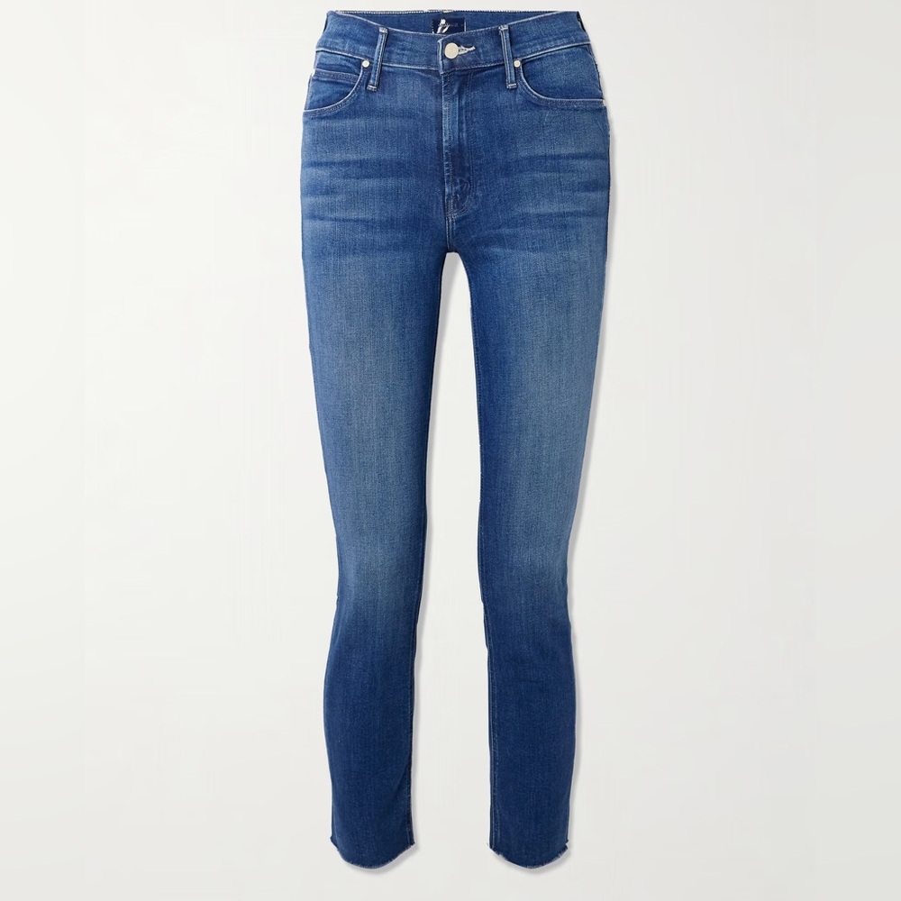 Frame Denim Le High Skinny Blue Jeans with Distressed Details